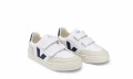 Veganer Sneaker | VEJA Small V-12 Velcro Canvas White Nautico Natural